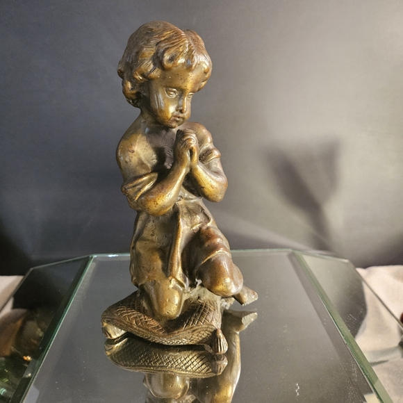 Italian Gilt Bronze Cherub, 1860's Antique Sculpture Very Heavy - Picture 10 of 16